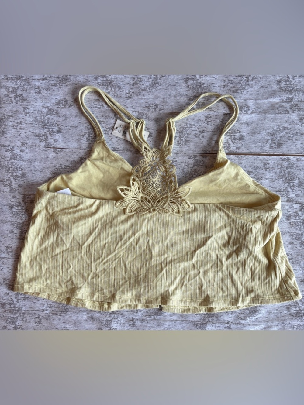 NEW w/Tags Aerie Pale Yellow Ribbed Double-Strap Crop Tank Size Medium - Picture 5 of 7